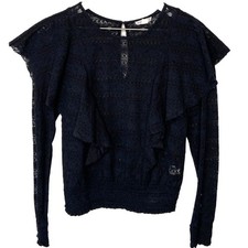 Melrose and Market Black Sheer Lace Long Sleeve Top - Women's Size S