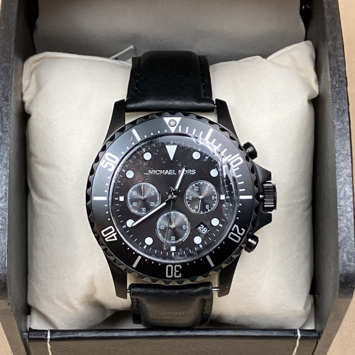MICHAEL KORS Mens Wristwatch EVEREST MK9053 Chrono Genuine Leather