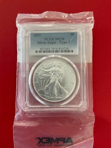 US $1 Silver American Eagle, 2021 Type 1 MS-70 PCGS