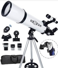 HEXEUM 80/600 Portable Refracting Telescope for Astronomy-USED ONCE