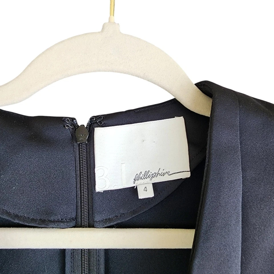 Mameluco de satén 3.1 Phillip Lim para mujer talla 4 negro ajustado mangas cuello en V Foto 4 de 4