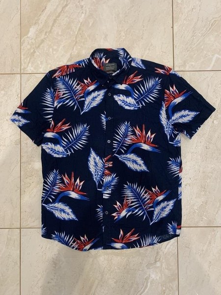 Men Primark Shirt Navy Cotton M
