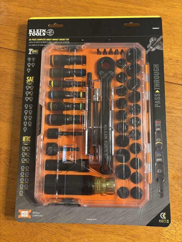 Klein Tools 65500KNECT Complete Impact Pass-Through Flip Socket Set 39-Piece NEW