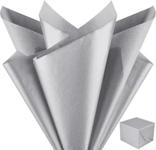 NEBURORA Metallic Silver Tissue Paper for Gift Bags 60 Sheets 14 X 20 