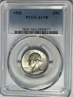 1936 WASHINGTON QUARTER PCGS AU 58
