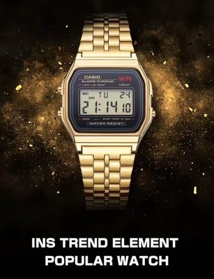 Casio Vintage 33 mm Gold Tone Resin Case with Gold Tone Stainless Steel Band...