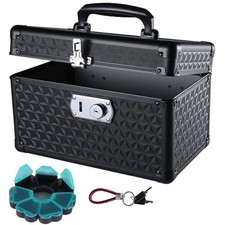 Lockable Medicine Storage Box w/Keys Black Medium 11.22x7.28x7.68