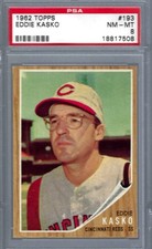 1962 Topps #193 PSA 8 Eddie Kasko Reds 193