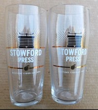 Pair of Stowford Press Westons Cider Pint Glasses with Apple Etched on Bottom.