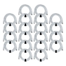 Pro Audio DJ 20' ft XLR Male to XLR Female White Microphone Speaker Cables 20 Pk