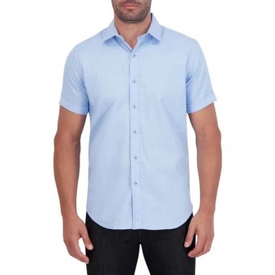 Robert Graham Windsor 2 Short Sleeve Button Down Shirt In Light Blue Size M