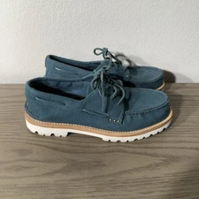 Sperry Vibram Top Sliders Men Boat Shoes Loafers Teal Suede Slip Ons Sz 10