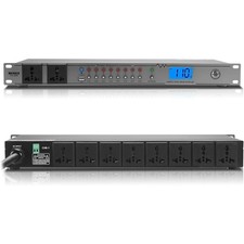 Rack Mount 20A Sequencer Power Conditioner 10 Outlets 2000W Surge Protector