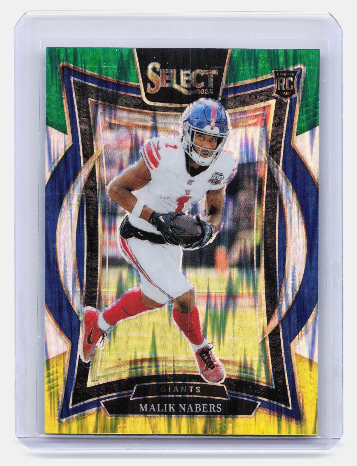 2024 Panini Select #29 Malik Nabers Green & Yellow Prizm Shock