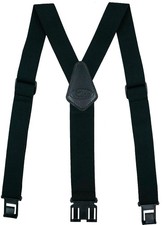 KUNN Men's 1.5 inch Adjustable Y Back Suspender,Elastic Regular Length, Black