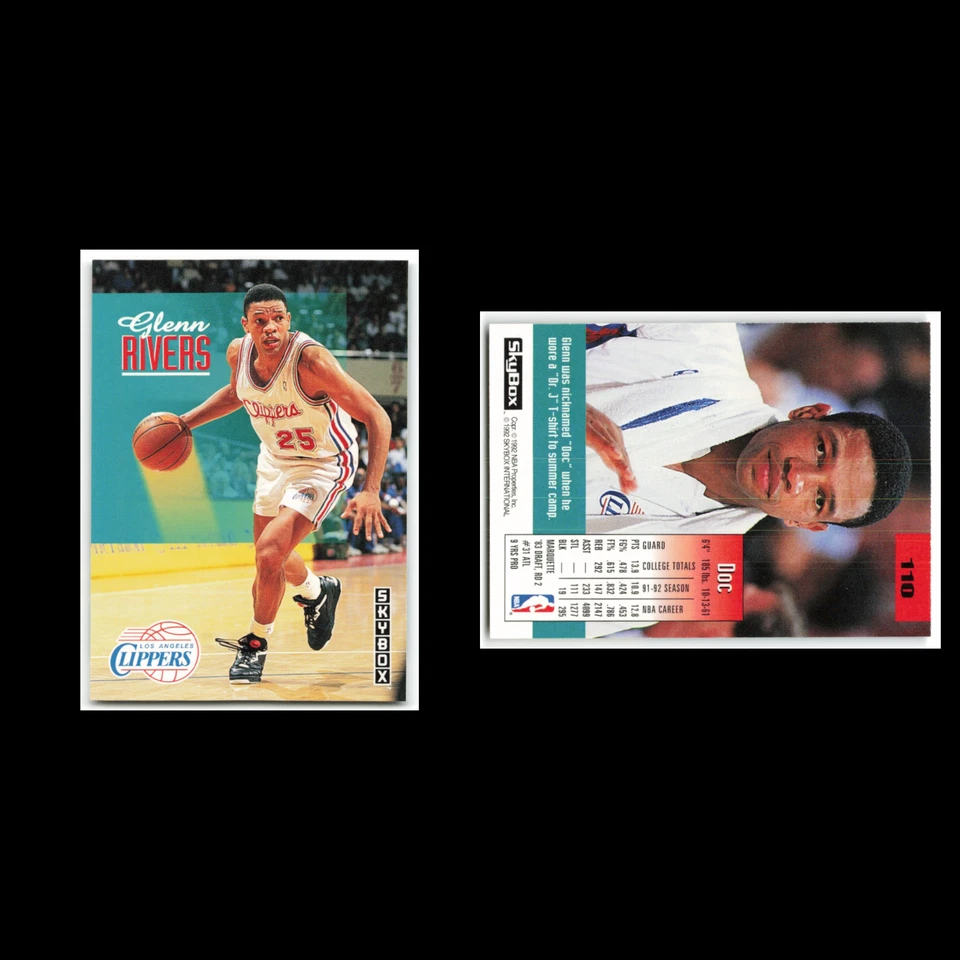 Doc Rivers #110 1992 SkyBox Los Angeles Clippers Basketball Card NBA NM - Image 3 of 3