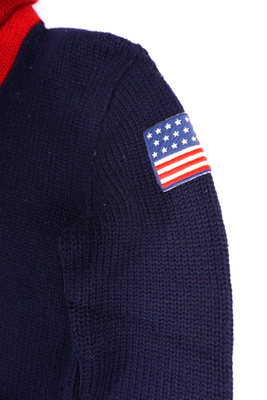 Vintage Polo Ralph Lauren Wool Shawl Sweater Small Mens USA Flag
