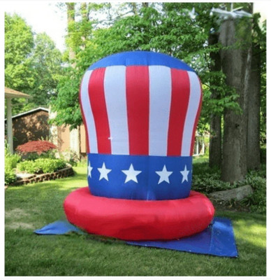 10' Air Blown Inflatable Lighted Patriotic Uncle Sam Hat Red Brim Yard Decor
