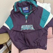 Starter Mighty Ducks Half Zip 1/2 Zipper Jacket Coat Vintage 90s Mens M VTG VNTG