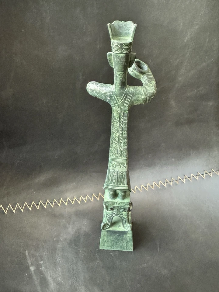 Replica of Sanxingdui Bronze Human Figure, Ancient Chinese, 10.2 in - Image 4 of 4