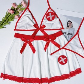 Sexy Lingerie Nurse Costume Nightwear Cosplay Dress Babydoll Uniform Dress