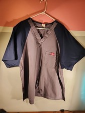 Black Dickies Men  s Scrub Top XXLarge 2 Tone Blue Grey
