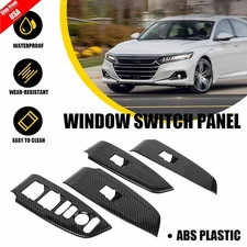 Inner Window Switch Panel Cover Trim Fits 2018-22 Honda Accord Carbon Fiber Look