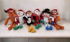 Christmas Stuffed Plush Animals Santa Reindeer Dog Penguin Snowman 6-ct Set