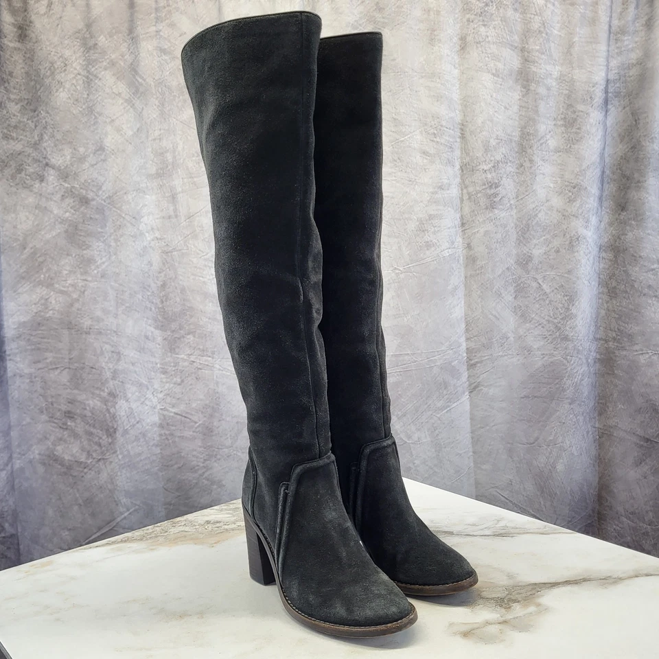 Vince Camuto MELAYA Size 6.5 M Over Knee High Heel Suede Boots Black - Image 2 of 4
