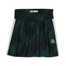 PUMA Trophy Hunting Plaid High Waisted Basketball Skirt Womens Green Casual 6232