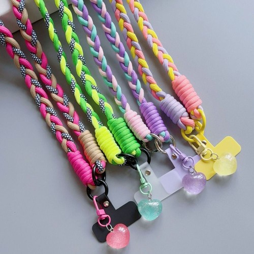 Detachable Braided Phone Lanyard Neck Hanging Cord Phone Charm Accessories - Photo 6 sur 16