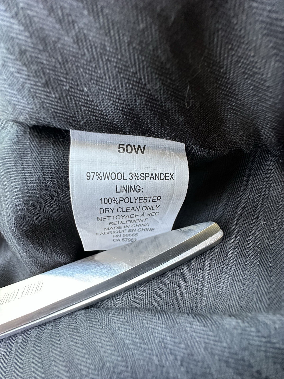 Nordstrom Pants Mens 50W Gray Tech Smart Trim Fit Wool Blend Flat Front New