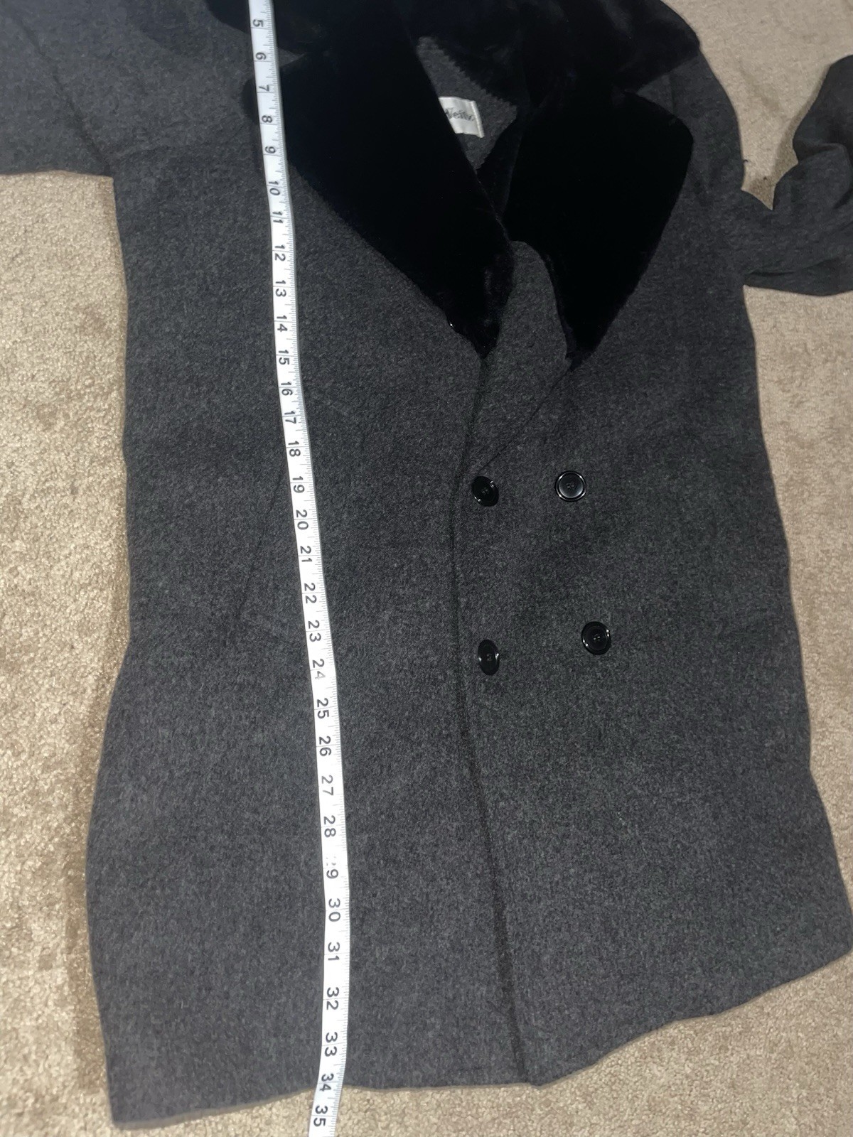 JOHN WEITZ Grey Double Breasted Wool Button Up Co… - image 11