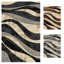 Soho Carpet Rugs Modern Abstract Waves Area Rug with Jute Backing