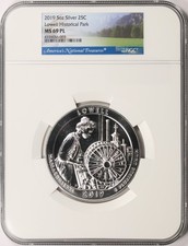 2019 Lowell Historical Park ATB 5 oz Silver Quarter 25c NGC MS69PL