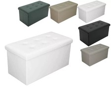 PUFF POUF CONTENITORE ECOPELLE PANCA BAULE IMBOTTITO BOTTONI TRAPUNTATO