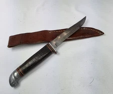 Vintage Kinfolks USA Fixed Blade Knife w/ Leather Sheath