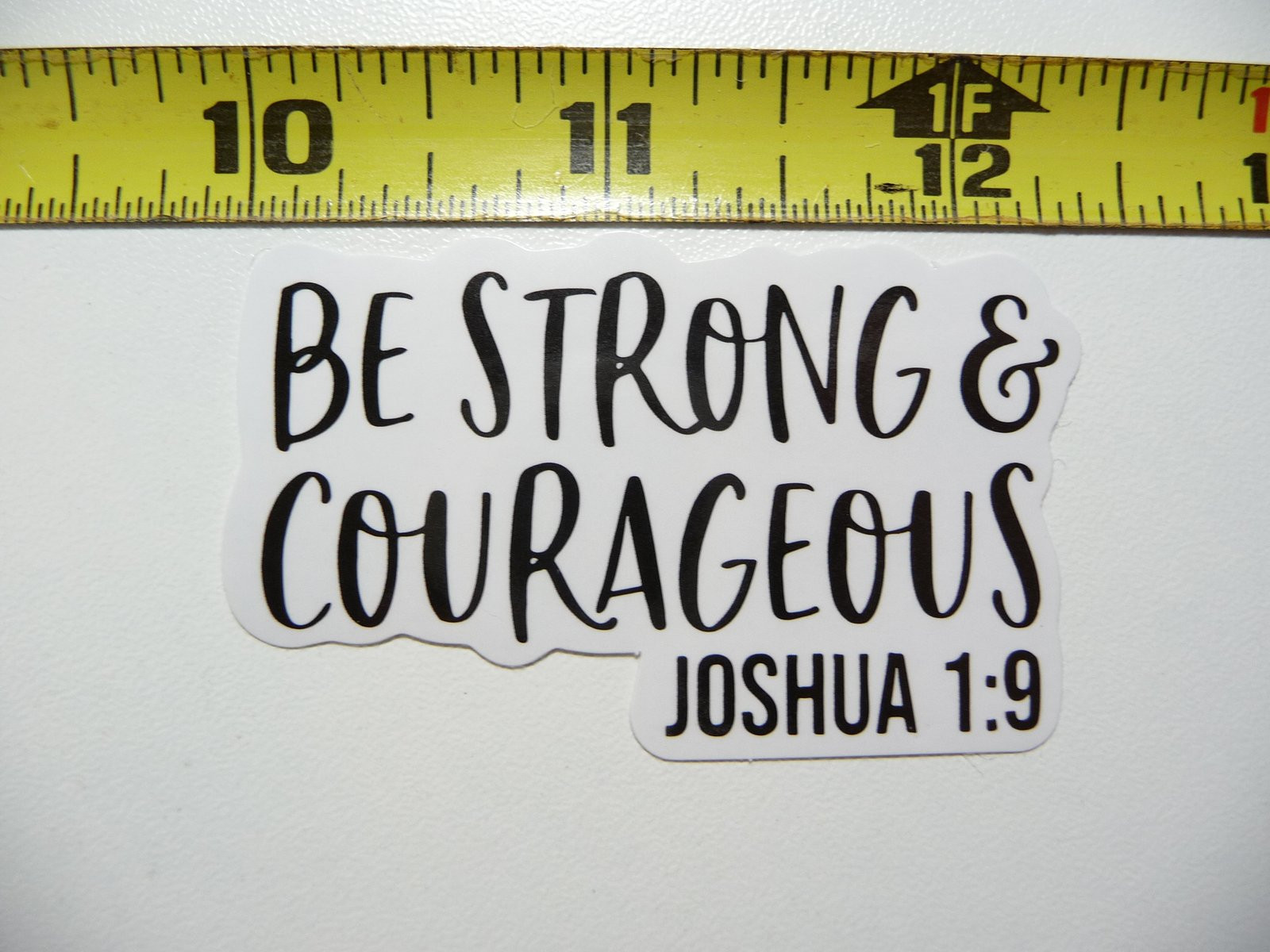 Strong Courageous Cursive Decal Sticker for Church Christian Faith Belief