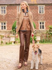 Talbots Women  s Brown Faux Leather Pants Size 10P New With Tags 139 Value