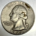 1958 D Washington 90% Silver Quarter Circulated Condition 25c US Coin - 2770