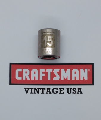 #ad Vintage Craftsman 15MM 6 Point 3 8quot; Dr Shallow Socket Easy Read 45857 USA $10.99