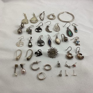 61g Scrap 925 Sterling Silver Earrings Mixed Lot Singles For Parts Repair CV#661