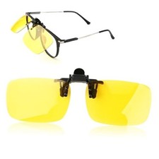 Clip on Polarized Night Vision Driving Glasses Flip up Sunglasses UV-400 Yellow