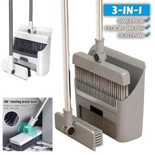3Pcs Long Handled Dustpan and Brush Set Strong Heavy Duty Dust Pan Broom Indoor