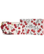 COACH Boxed Essential Small Cherry Print Leather Wristlet B4/Chalk/Multi CCD36B