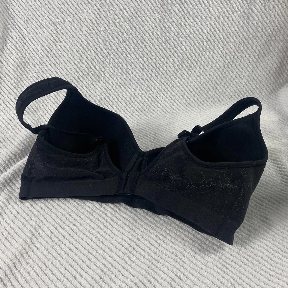 Sujetador Bali para mujer 34D negro sin aros acolchado jacquard remolino cierre trasero ajustable Foto 4 de 4