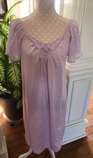 Vintage 70s 80s Nightgown Purple Lace Babydoll Lingerie Chemise Cottage Large