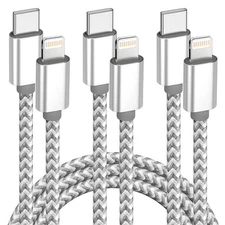 USB C to Lightning Cable Apple MFi Certified iPhone Fast Charger 3Pack 6 FT US