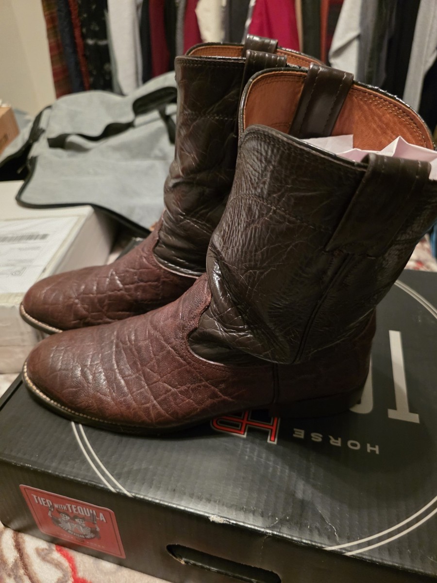 Men's Larry Mahan Elephant Print Roper Cowboy Boots | eBay