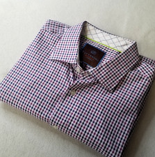 Tattersall XL 17 17.5 Purple Pink Gingham Check Long Sleeve Button Up Shirt